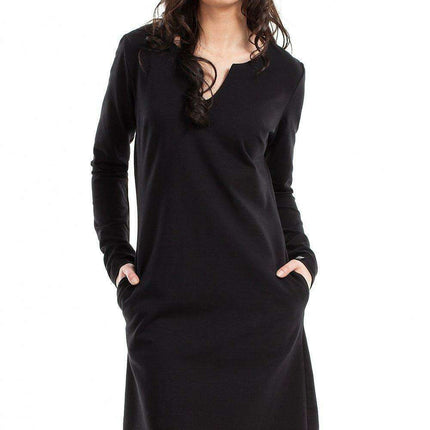 Daytime Elegance Split-Neck Dress