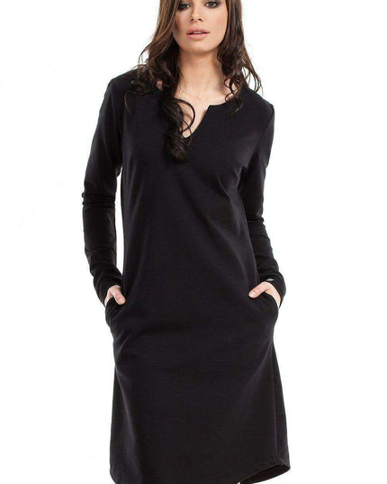 Daytime Elegance Split-Neck Dress