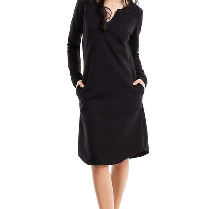 Daytime Elegance Split-Neck Dress