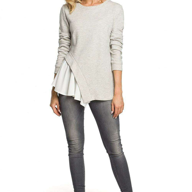 Elevate Your Look with Blouse Moe: Chic Asymmetrical Top in Soft Knit and Airy Fabric Blend