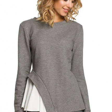 Elevate Your Look with Blouse Moe: Chic Asymmetrical Top in Soft Knit and Airy Fabric Blend