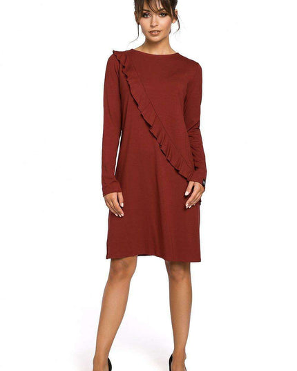 Chic Frilled Comfort Shirt Dress