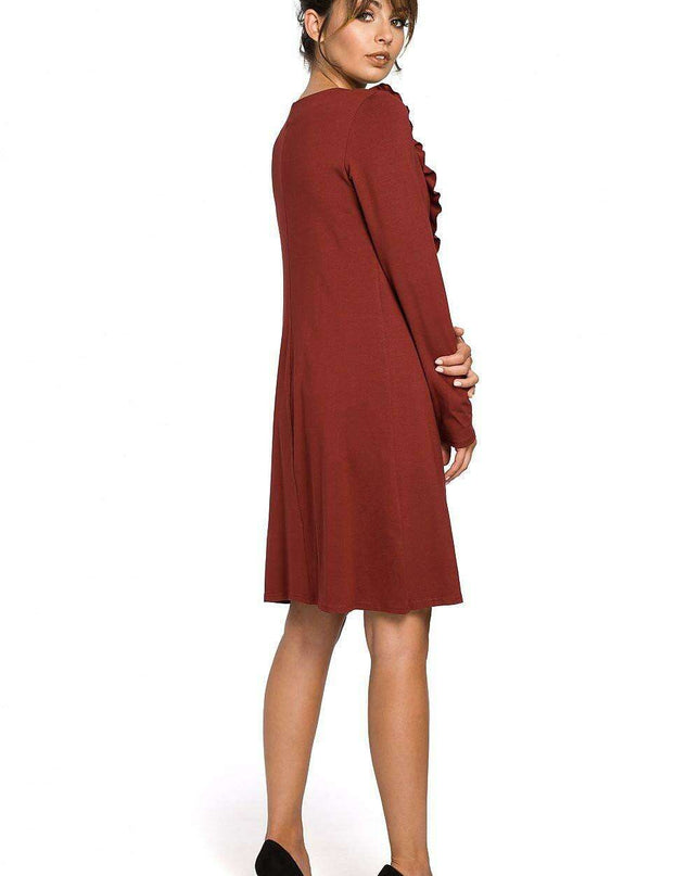 Chic Frilled Comfort Shirt Dress