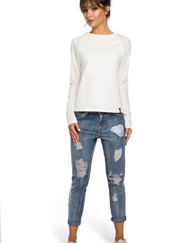 Effortlessly Chic Knit Sleeve Blouse for Stylish Elegance