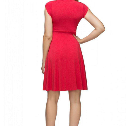 Elegant Knit V-Neck Evening Dress with Flared Hem