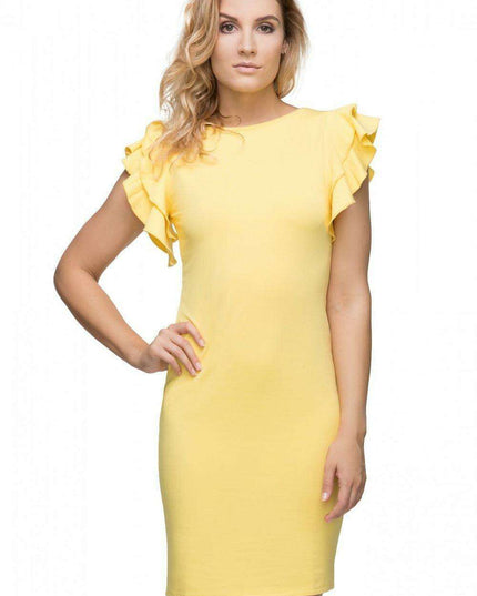 Chic Frill-Embellished Knit Evening Gown - Tessita Collection