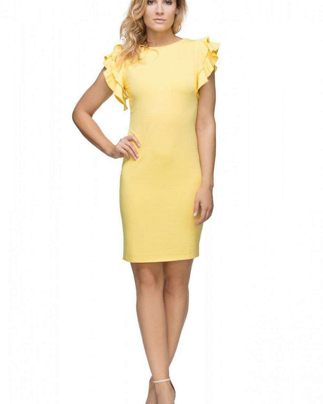 Chic Frill-Embellished Knit Evening Gown - Tessita Collection