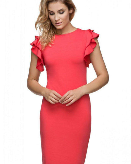 Chic Frill-Embellished Knit Evening Gown - Tessita Collection