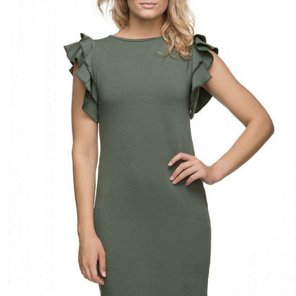 Chic Frill-Embellished Knit Evening Gown - Tessita Collection