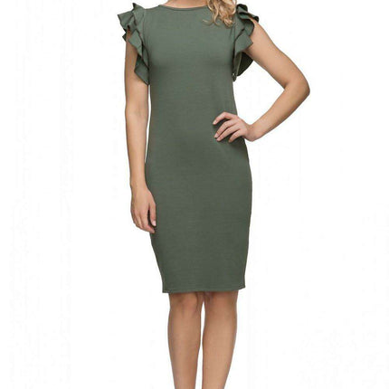 Chic Frill-Embellished Knit Evening Gown - Tessita Collection