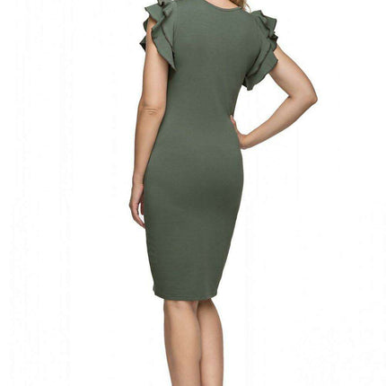 Chic Frill-Embellished Knit Evening Gown - Tessita Collection