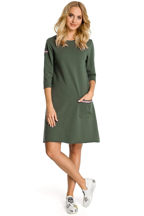 Knit Pocket Dress with Chic Ribbon Detail