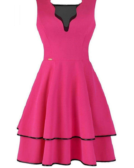 Chic Mesh Accented Fit-and-Flare Cocktail Dress