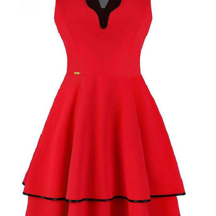 Chic Mesh Accented Fit-and-Flare Cocktail Dress