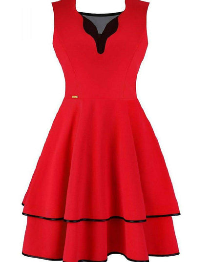 Chic Mesh Accented Fit-and-Flare Cocktail Dress