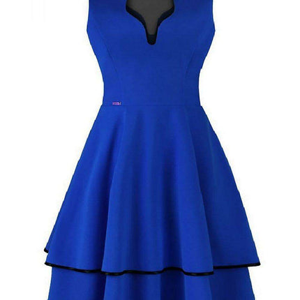 Chic Mesh Accented Fit-and-Flare Cocktail Dress