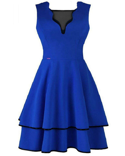 Chic Mesh Accented Fit-and-Flare Cocktail Dress