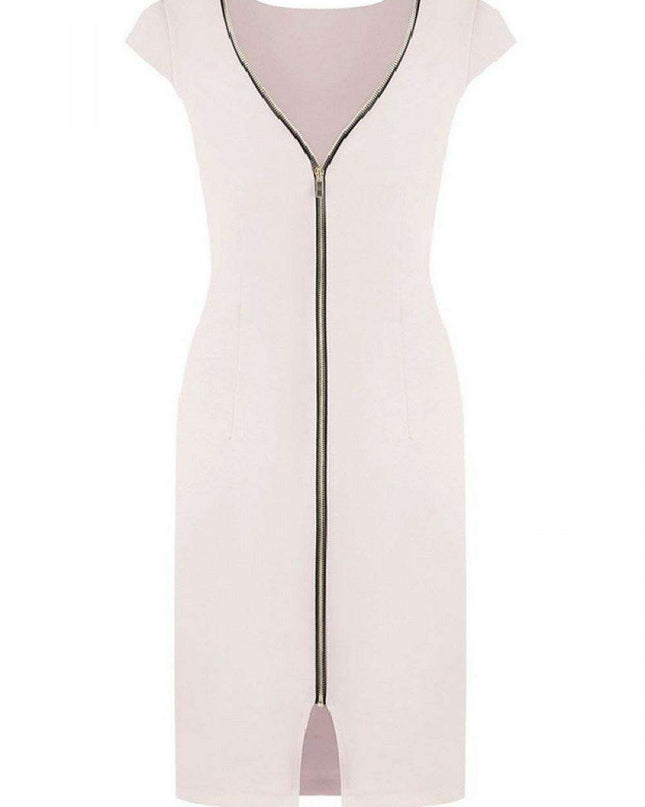 Elegant Zippered Midi Dress