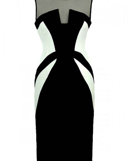 Elegant Mesh-Neckline Evening Dress