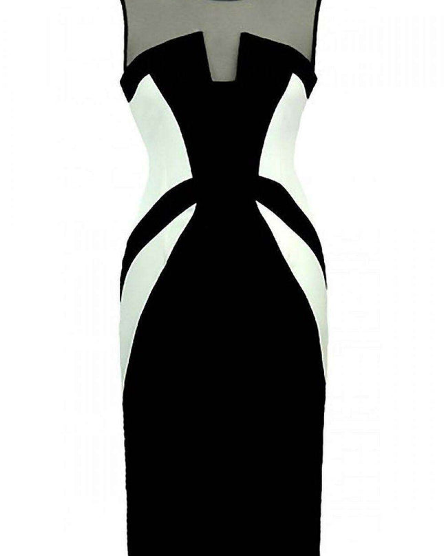 Elegant Mesh-Neckline Evening Dress