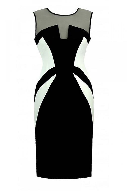 Elegant Mesh-Neckline Cocktail Dress