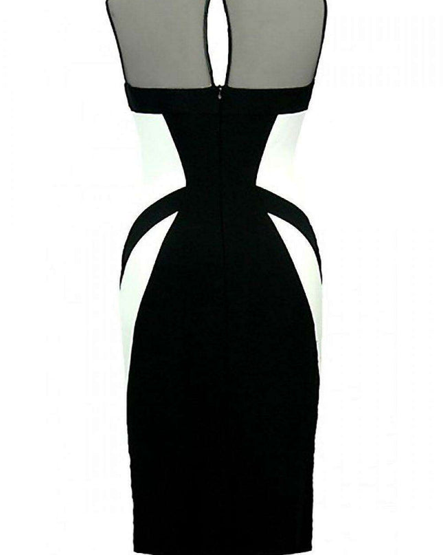 Elegant Mesh-Neckline Evening Dress