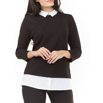 Red and White Knit Blouse - Stylish Cotton Blend Top for Any Occasion - Très Elite