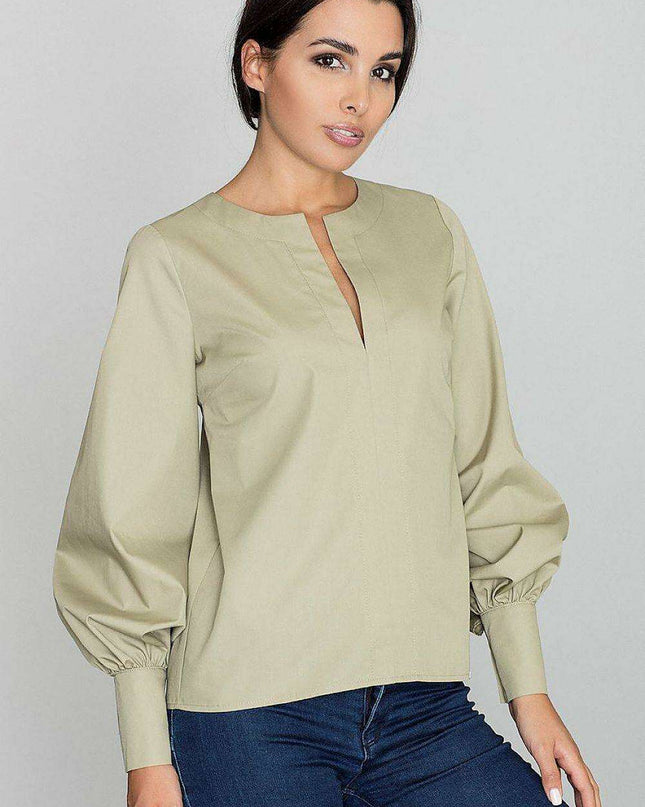 Chic Buffet Sleeve Button-Up Blouse - Elevate Your Wardrobe with Blouse Figl