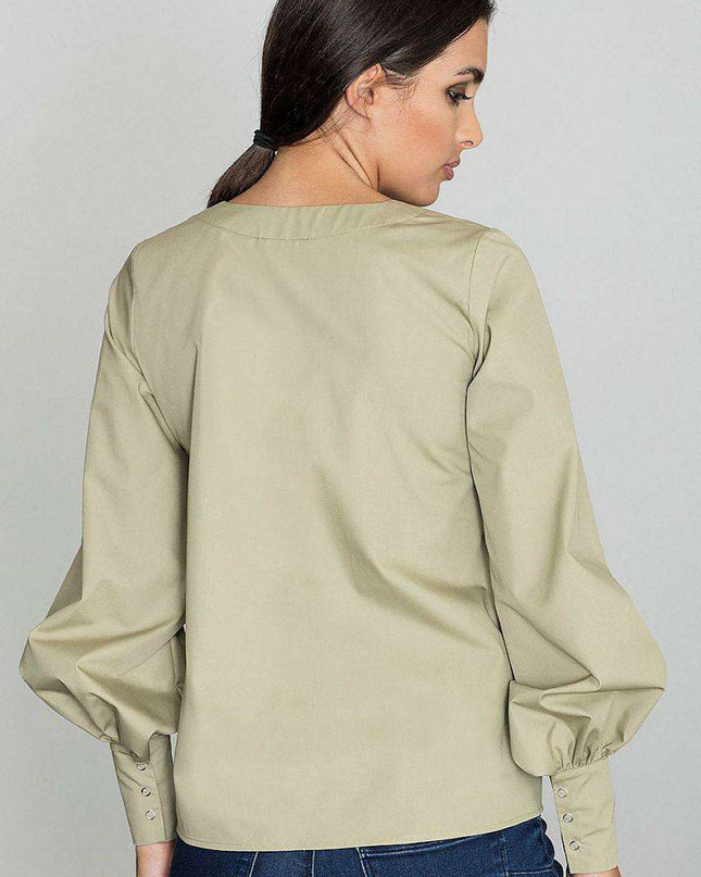 Chic Buffet Sleeve Button-Up Blouse - Elevate Your Wardrobe with Blouse Figl