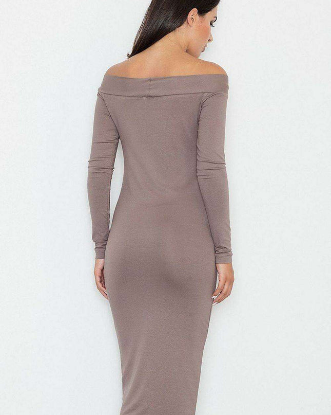 Elegant Off-Shoulder Viscose-Spandex Evening Dress by Figl