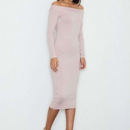 Elegant Off-Shoulder Viscose-Spandex Evening Dress by Figl