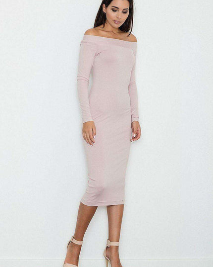 Elegant Off-Shoulder Viscose-Spandex Evening Dress by Figl