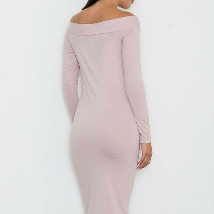 Elegant Off-Shoulder Viscose-Spandex Evening Dress by Figl