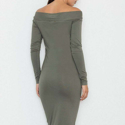Elegant Off-Shoulder Viscose-Spandex Evening Dress by Figl