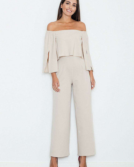 Elegant Airy Fabric Suit with Stylish Zipper Accent