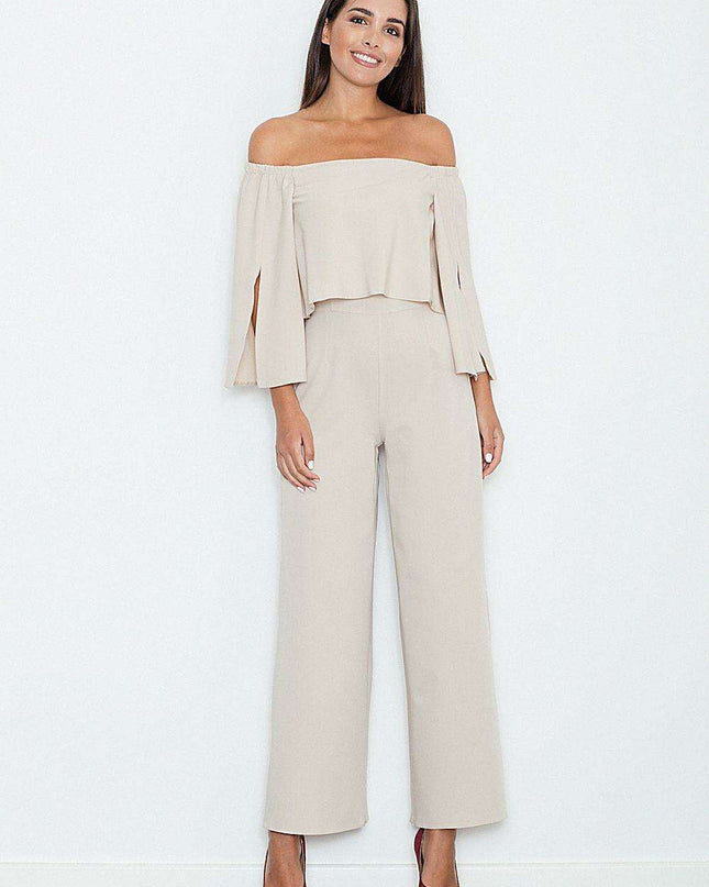 Elegant Airy Fabric Suit with Stylish Zipper Accent