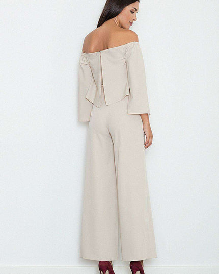 Elegant Airy Fabric Suit with Stylish Zipper Accent