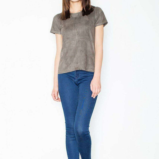 Chic Beige Short Sleeve Blouse