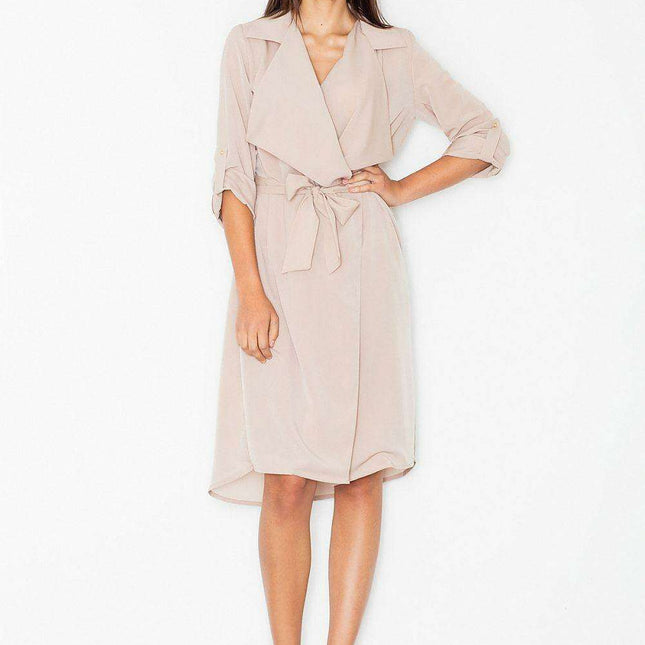 Elegant Summer Shift Dress with Unique Envelope Front and Adjustable Waist Tie - Model 60195