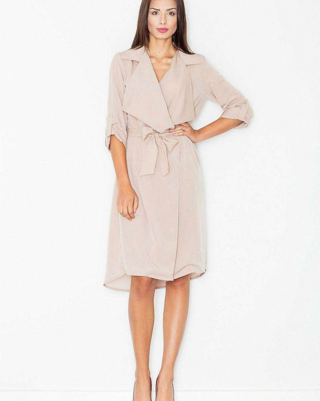 Elegant Summer Shift Dress with Unique Envelope Front and Adjustable Waist Tie - Model 60195