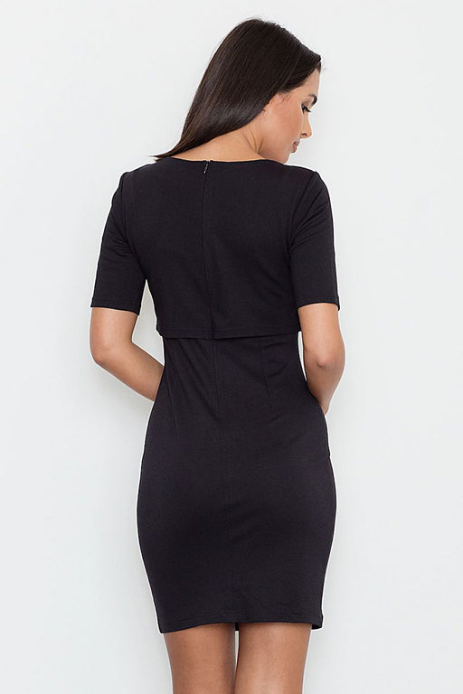 Elegant Black Daydress with Short Sleeves by Figl