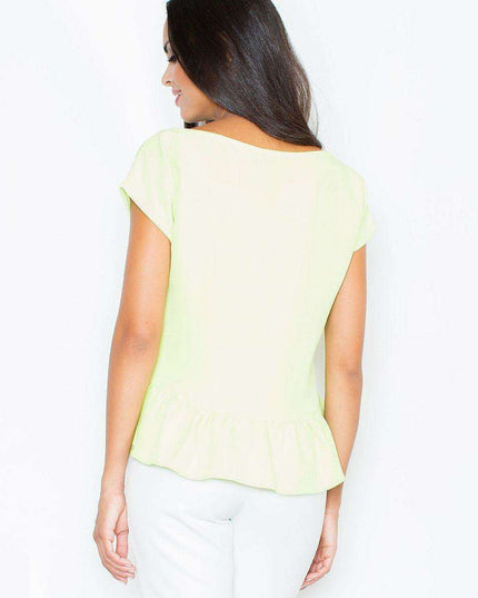 Chic Short Sleeve Frilled Blouse for Women in Figl Design with Exquisite Details