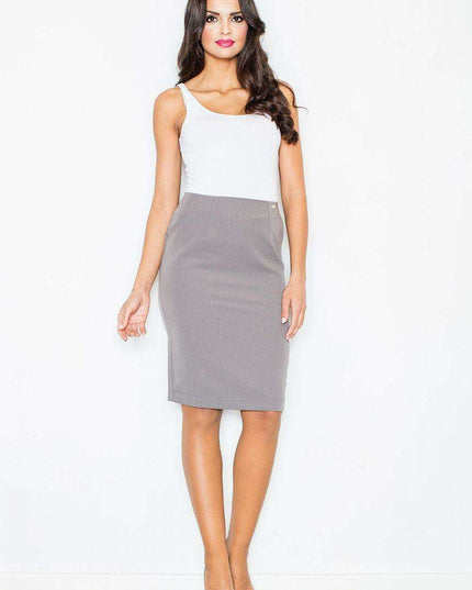 Elegant Back-Zip Midi Skirt with Functional Pockets