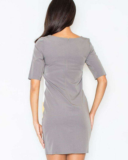 Modern Chic Geometric Day Dress with Stylish Zip Closure