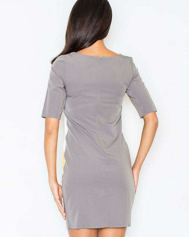 Modern Chic Geometric Day Dress with Stylish Zip Closure
