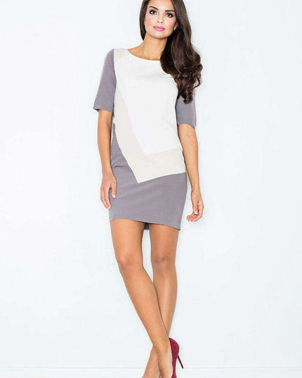 Sleek Modern Geometric Short Sleeve Day Dress by Figl