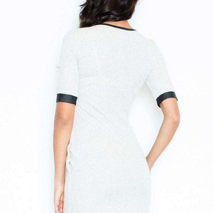 Elegant Contrast Trim Knit Daydress with Functional Pockets