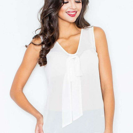 Elegant Tie-Detail Sleeveless Blouse by Figl