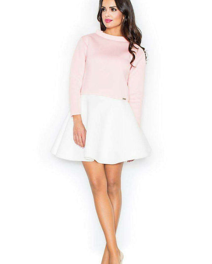 Elegant Long Sleeve Neoprene Blouse with Unique Half-Golf Neckline