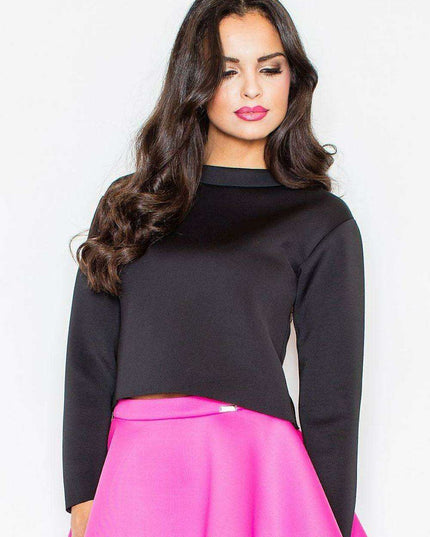 Sophisticated Neoprene Ladies' Blouse with Elegant Half-Golf Neck Design